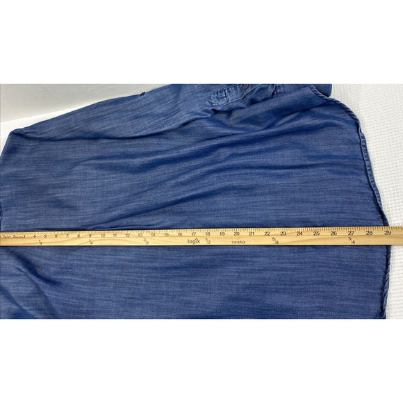 Jennifer & Grace Top Womens Large Blue Button Down Roll Tab Sleeve Blouse Casual - Picture 7 of 8